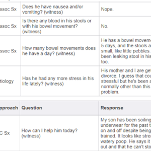 4 yo male who has had intermittent abdominal pain after eating and hard stools for the last two years