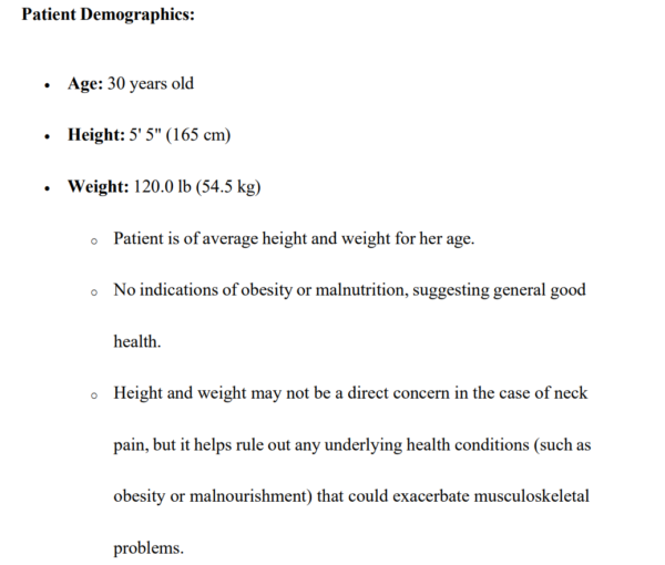 Week 9 iHuman Case Study (30-year-old female with neck pain)